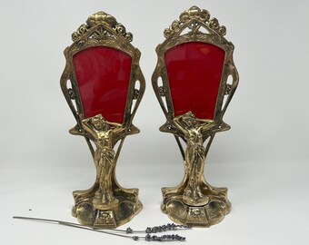 Antique Brass Photo Frames / Mirror Stands | 12 inches Tall | Vintage Decor