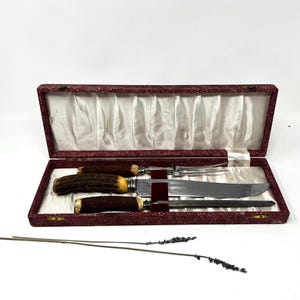1950s SHEFFIELD (England) | 3 Piece Carving Set In Original Box  | Sheffield Cutlery Set | Vintage Decor