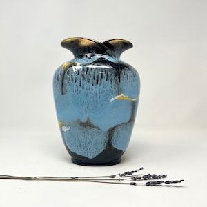 1950s CARSTENS TONNIESHOF (West Germany) Blue Drip Glaze Vase | 482-22 | West German Vase | Vintage Decor