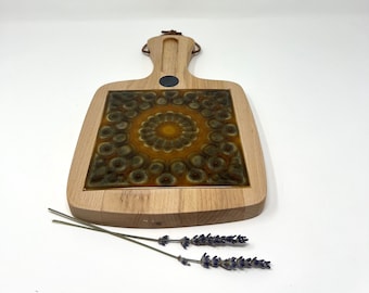 LUTHJE (Denmark) | Mid Century Tile Cheese Board | Teak Wood | Vintage Decor