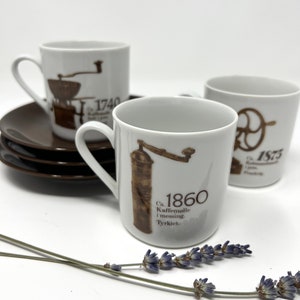 MITTERTEICH BAVARIA (Germany) | Demitasse Cups and Matching Saucers | Coffee Grinder Series | Vintage Decor