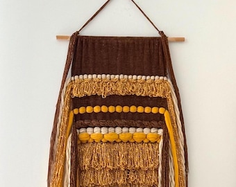 1970s Woven Wall Tapestry X-large | Mid Century Modern Woven Wall