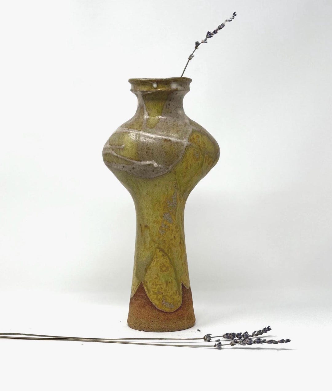 Vintage Studio Pottery Stoneware Vase | Mid Century Modern Drip Glaze ...
