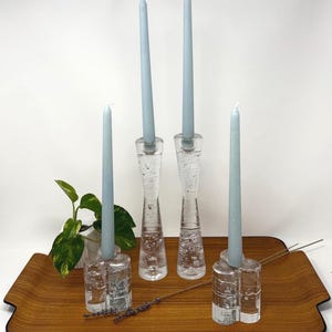 1970s IITTALA (Finland) Arkipelago | Timo Sarpaneva Glass Candle Stick Holders | Scandinavian Design | Arkipelago Candle Holders