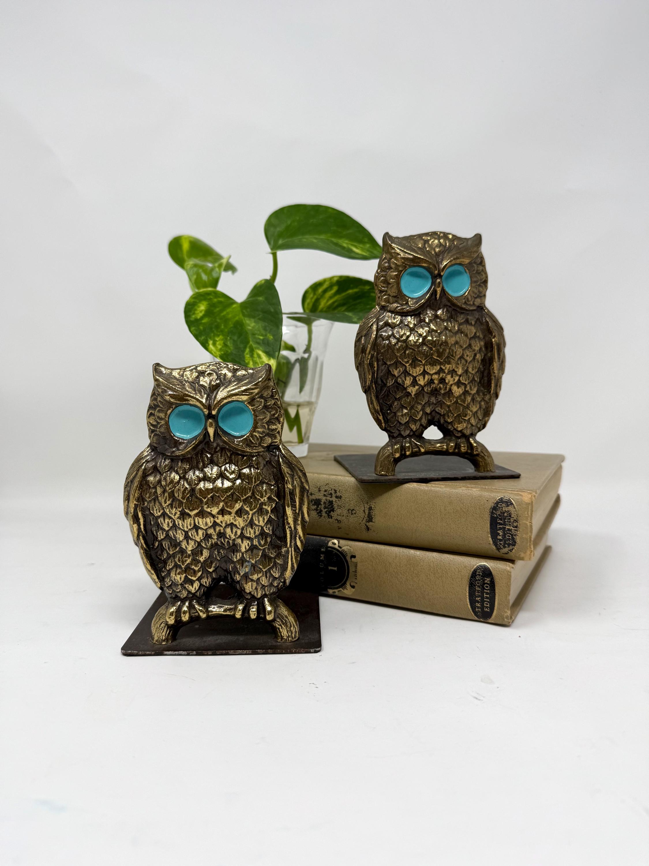 1970's Brass Owl Bookends from Israel | Vintage Brass Decor | Mid Century Modern Decor