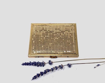 Vintage Gold Toned Sequined Mesh Cigarette Case | Vintage Cigarette Box | Fancy Gold Cigarette Case