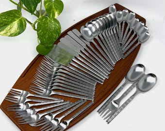 1960s Rare Dansk PRADO 43-piece Stainless Steel Flatware Set