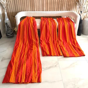 1970s Set of 3 Mid Century Modern Pleated Curtain Panels | Retro Curtains | MCM Design | Vintage Decor | Vintage Window Curtains