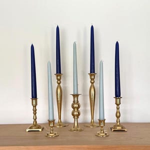 Lot of 7 Vintage Brass Taper Candlestick Holders | Gold Candle Stick Holders | Wedding Decor | Wedding Candles | Vintage Decor