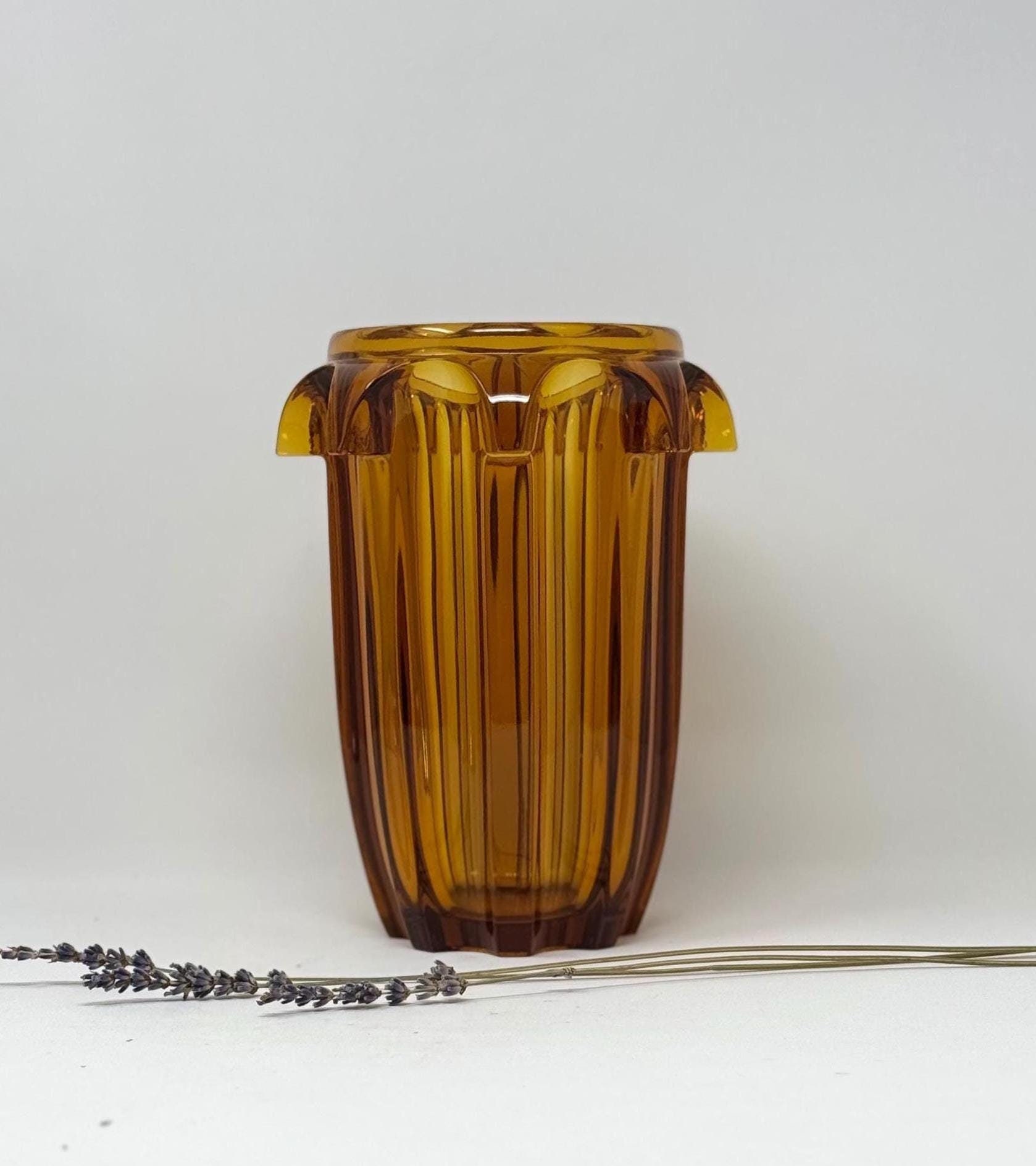 1930s MOSER (czech) Art Glass | Art Deco Amber Glass | Moser