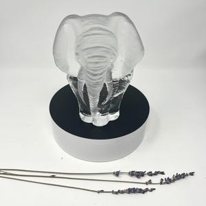 Vintage MATS JONASSON (Sweden) Large Lead Crystal Elephant Wildlife Sculpture Paperweight | Maleras Figurative Art Glass from Sweden