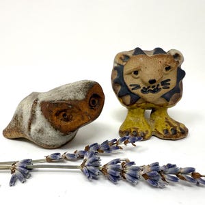 1970s TREMAR (UK) Stoneware Animals | Ceramic Owl | Ceramic Lion | English Art Pottery | Vintage Decor