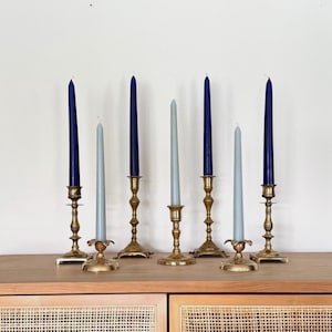 Lot of 7 Brass Taper Candlestick Holders | Vintage Gold Candle Holders | Wedding Candles | Taper Candles