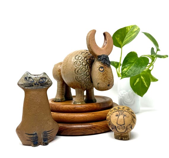 1950s Lisa LARSON (sweden) for Gustavsberg | Lion Cat Buffalo