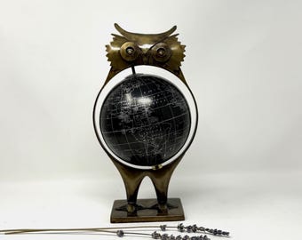 1960s Owl Globe | Mid Century Modern Decor | MCM Owl with Spinning World Globe | Vintage Globe | Vintage Decor