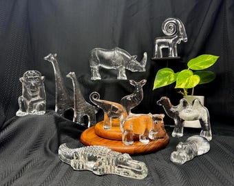 1970s KOSTA BODA (Sweden) Zoo Series | Swedish Art Glass Animals Design by Bertil Vallien | Mid Century Decor