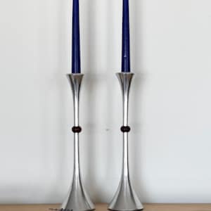 1970s DANSK  (Denmark) Metal and Wood Modern Candlesticks by Jens Quistgaard for Dansk | Vintage Decor