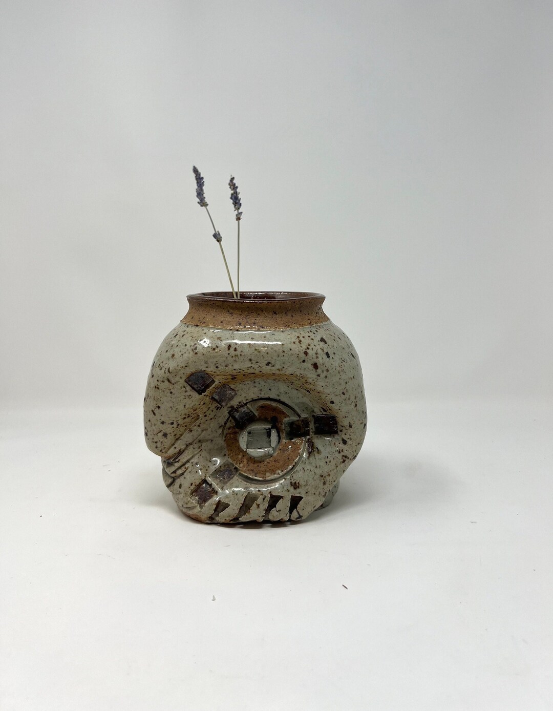 Mid Century Modern Brutalist Vase | Studio Art Pottery Stoneware Vase ...