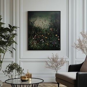Wildflower Field Framed Wall Art, Vintage Botanical Landscape Sign, Floral Decor, Modern Farmhouse Canvas Art, Field Of Flowers Canvas Print