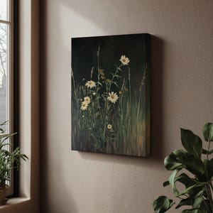 Wildflower Field Wall Art, Vintage Botanical Landscape Sign, Floral Decor, Modern Farmhouse Canvas Art, Field Of Flowers Canvas Print
