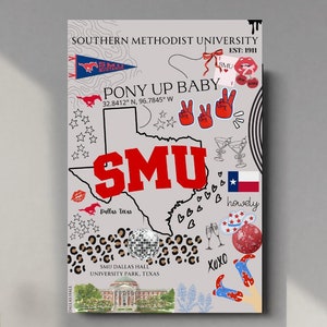 Pôsteres da SM Uni | Arte digital da Southern Methodist Uni | Decoração de parede da SMU | Arte de parede da SMU | Impressões de pôsteres | Arte de parede da SMU | Arte digital da SMU