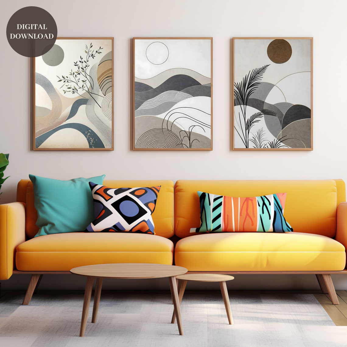 Modern Japandi Wall Art Set of 3, Japandi Art Print, Organic Modern Art, Wabi Sabi Wall Art ...