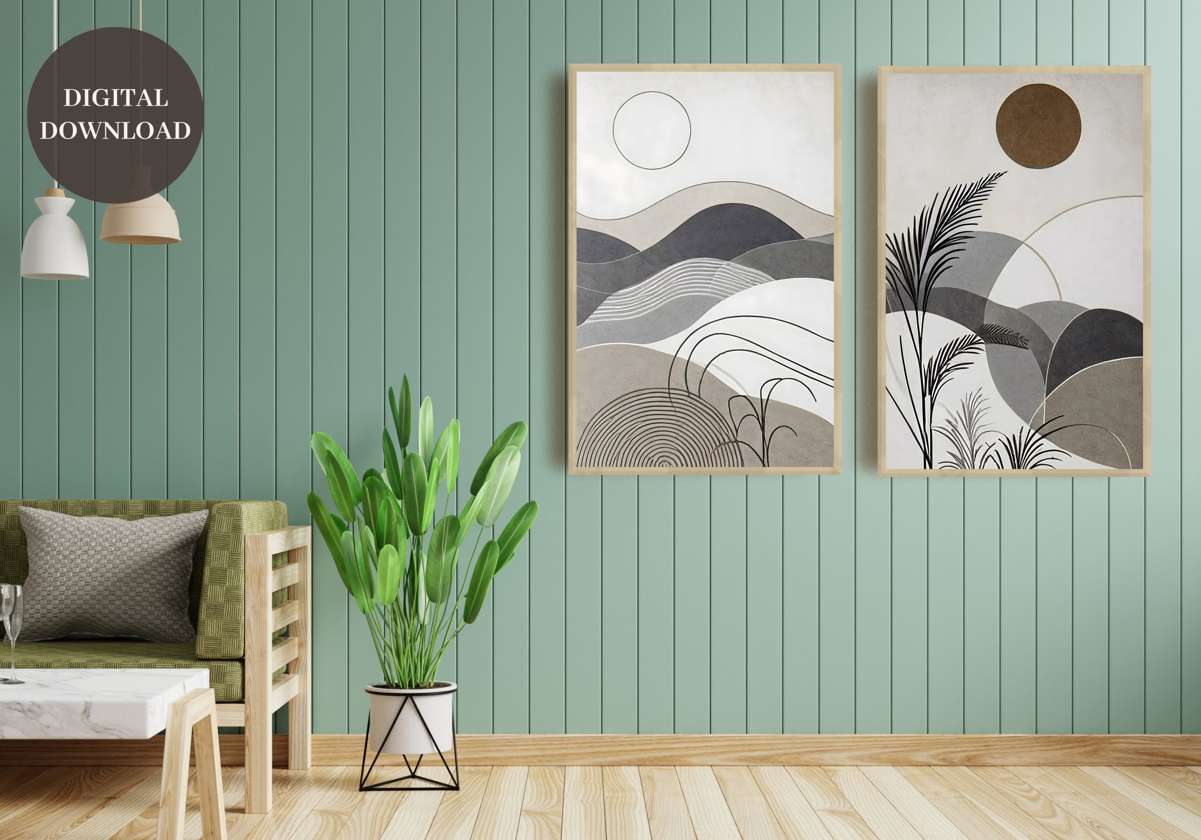 Modern Japandi Wall Art Set, Japandi Art Print, Organic Modern Art