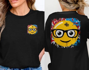 Camiseta con arte de grafiti de carita sonriente, camiseta urbana de estilo streetwear