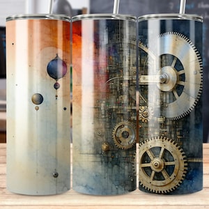 Steampunk Tumbler: Gears, Cogs, Industrial Art Drinkware