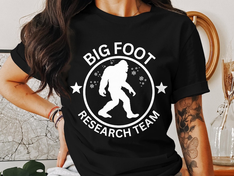 T-shirt Bigfoot Research Team - Noir, Coton, Coupe Classique - Marque Gildan - Taille Adulte Unisexe
