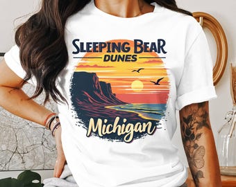 Sleeping Bear Dunes National Lakeshore T-Shirt, Unisex Tee, Paper 