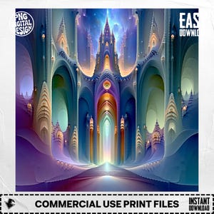 Celestial Cathedral Digital Print, Fantasy Architecture Image, Gothic Palace Digital Art, Spiritual Building Download, Dreamy Castle Artwork