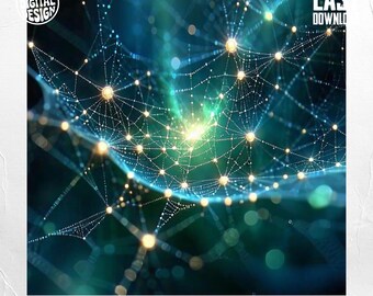 Abstract Network Digital Art: Sci-Fi Tech Image (Digital Download, PNG File)