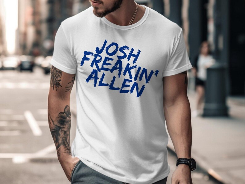 Camiseta de Josh Freakin Allen, camiseta gráfica de fútbol americano de Buffalo, ropa divertida para el día del partido, camiseta unisex vintage, sudadera con capucha, regalo para los fanáticos de Buffalo imagen 3