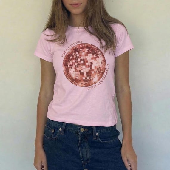 Harry Styles Kiss All The Time Disco Occasionally Disco Ball Graphic Baby Tee, Retro Y2K Concert Top, HS Tour Vintage Tshirt
