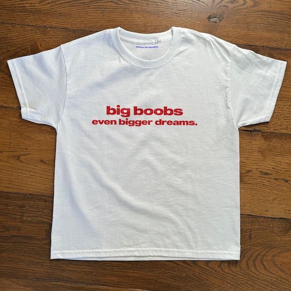 Big Boobs Even Bigger Dreams Baby Tee, Heavy Cotton, Iconic Slogan T-shirt, 90s Aesthetic Vintage Tee Trending Print Top