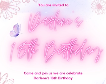 Pink 18th Birthday Invitation Template
