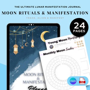 Moon Rituals and Manifestation Planner | 24 Pages for New and Full Moon Phases | Digital and Printable
