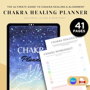 Chakra Healing Planner | Digital Spiritual Journal and Energy Tracker | Printable and Canva Editable PDF