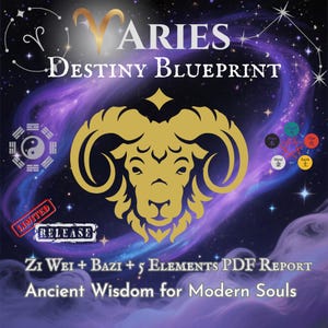 Aries Destiny Blueprint | Personalized Zi Wei + Bazi + 5 Elements Report | Custom PDF Birth Chart Reading