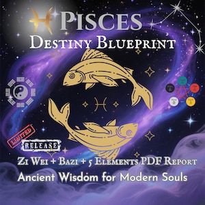 Pisces Destiny Blueprint | Personalized Zi Wei + Bazi + 5 Elements Report | Custom PDF Birth Chart Reading