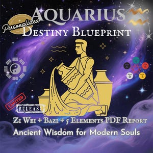 Plan du Destin Verseau | Rapport personnalisé Zi Wei + Bazi + 5 éléments | Lecture du thème astral PDF personnalisé
