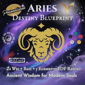 Plan du Destin du Bélier | Rapport personnalisé Zi Wei + Bazi + 5 éléments | Lecture du thème astral PDF personnalisé
