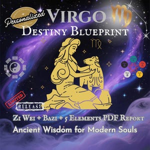 Plan du Destin Vierge | Rapport personnalisé Zi Wei + Bazi + 5 éléments | Lecture du thème astral PDF personnalisé