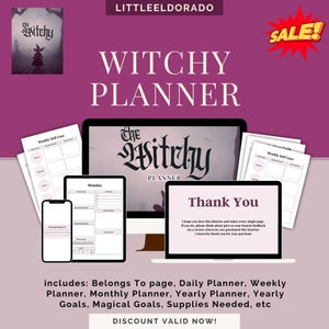 Witchy Planner Template Witch Planner Bundle Spellbook Journal Gift Editable Planner Template Printable Witchcraft Daily Planner Grimoire