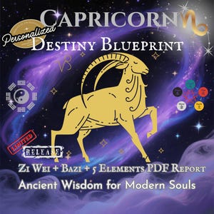Steinbock Schicksal Blueprint | Personalisierte Zi Wei + Bazi + 5 Elemente Rapport | Personalisierte PDF Geburtshorst