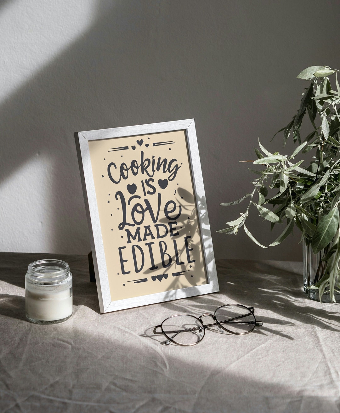 Aesthetic Poster cooking is Love Made Edible Quote, Printable Wall Art