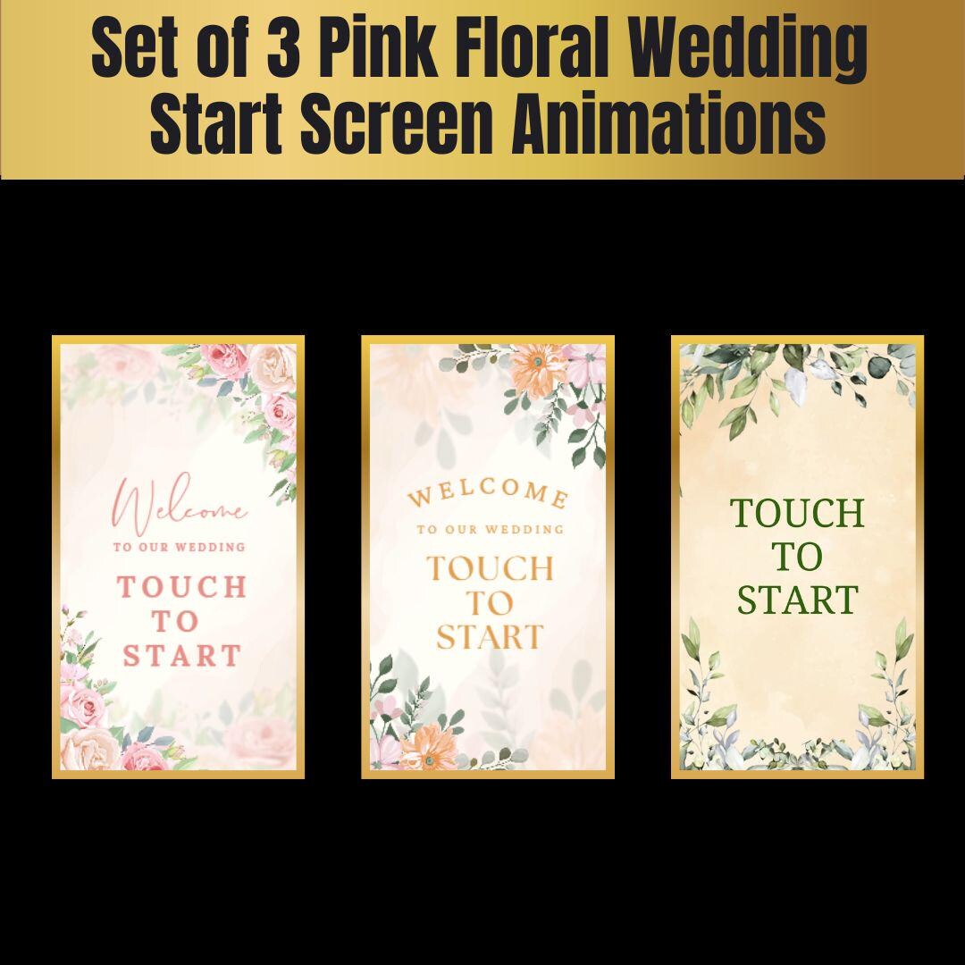 Tap To Start Set of 3 Pink Floral Wedding Start Screen Animations, Tap to Start ...