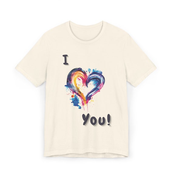 I Heart You! Text T-shirt, I Love You! Graphic Tee, Colored T