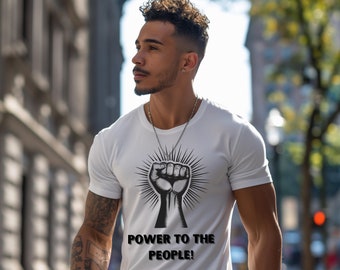 Power to the People fist t-shirt, power fist graphic tee, black and white t-shirt, symbol t-shirt, fist t-shirt,power t-shirt